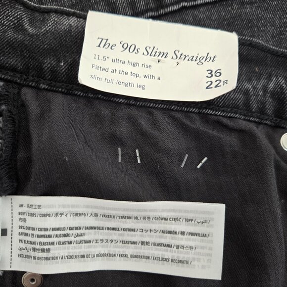 ABERCROMBIE & FITCH The '90s Slim Straight Hi-Rise Black Jeans Size 36/22R NEW! - Picture 12 of 16